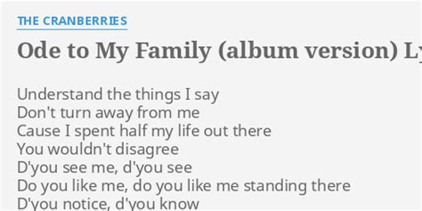 ode to my family lyric